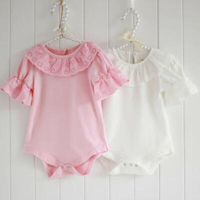 

Cotton Newborn Baby Girls Short Sleeve Lace Bodysuit Romper Jumpsuit Clothes J