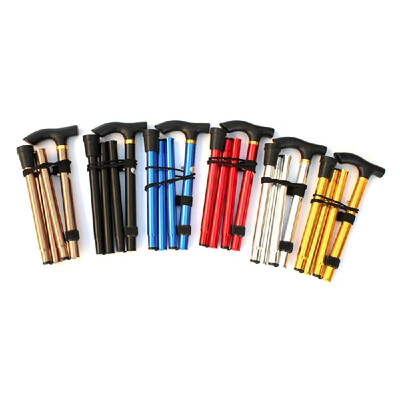 

Aluminium Alloy Folding Cane Portable Hand Walking Stick Trekking Hiking Sticks Non-slip 4 Section Adjustable Canes with Comfortab