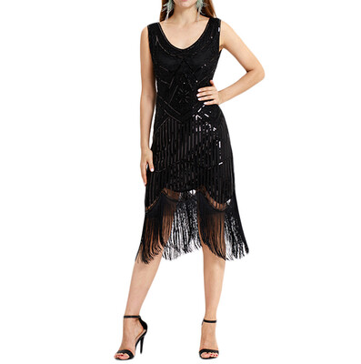 

〖Follure〗Women Vintage 1920s Bead Fringe Sequin Lace Party Flapper Cocktail Prom Dress