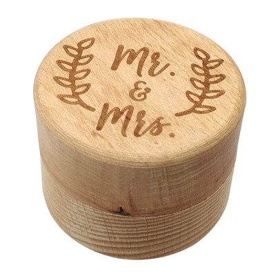

Letter Engraved Rustic Wooden Ring Box Round Ring Bearer Holder Jewelry Case Storage Container For Wedding Engagement Proposal