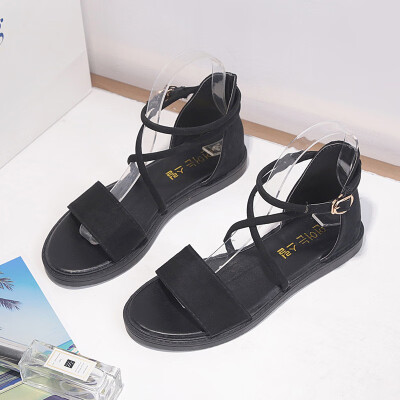 

Thick-soled platform shoes Korean students Joker 2019 summer new soft younger sister primitive style simple flat-bottomed Roman sa