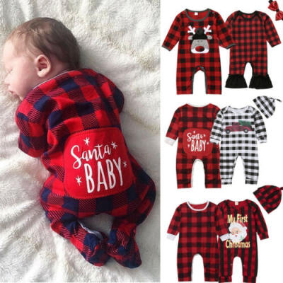 

MY First Christmas Baby Boy Girl Romper Bodysuit Jumpsuit Hat Clothes Outfits