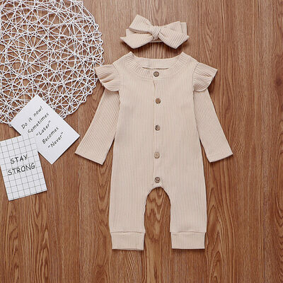 

Newborn Baby Girl Boy 2PCS Autumn Clothes Set Knitted Romper Jumpsuit Outfits