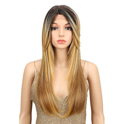 

Noble 24" Heat Resistant Synthetic Hair Long Straight Wigs For Black Women Side Blonde 13515 Inches Lace Front Ombre Peruca