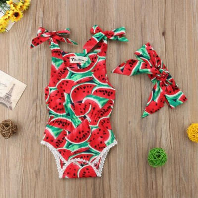 

Toddler Baby Girls Watermelon Clothes Outfits Jumpsuit RomperHeadband Playsuit