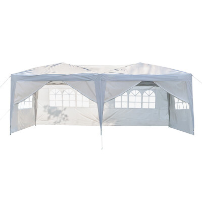 

Folding Tent 3 x 6m Four Windows Practical Waterproof Folding Tent White Pop Up Canopy