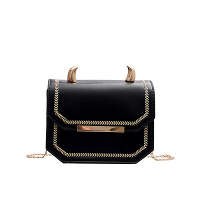 

Women PU Leather Crossbody Bag Contrast Color Messenger Bags Chain Small Square Bag Girls Handbag Bolsos Mujer T2G