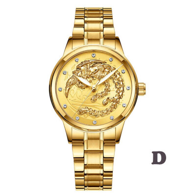 

Gobestart LongFeng Couple Table Luminous Gold Color Quartz Ultra-thin Steel Belt Watch