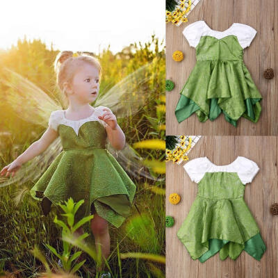 

Princess Toddler Baby Girls Irregular Hem Ruffle Dress Short Sleeve Shining Party Wedding Tulle Dress