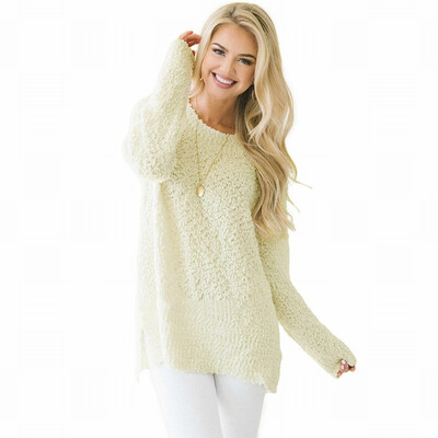 

Solid color sweater bottoming shirt womens round neck long sleeve slimming shirt
