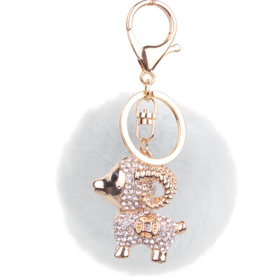 

Cartoon Keychain Korea Rex Rabbit Hair Ball Alloy Cartoon Lamb Bag Pendant Car Gift