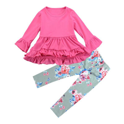 

Girls Clothes Set Kids Cute Party Dovetail Dress Pants Cotton 2pcs Outfits