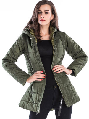 

Hooded Long Zip Up Down Coat