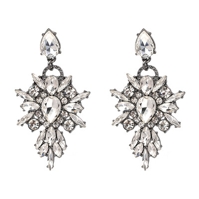 

JURAN 2019 New Colorful Flower Brand Charm Big Earring Luxury Starburst Pendant Crystal Gem Statement Earrings For Women F3407