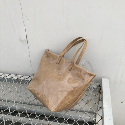

New Transparent Women Handbag 2019 Jelly Top handle Totes Casual Large clear Crossbody Bag Female Kraft Paper Bag Fashion Summer