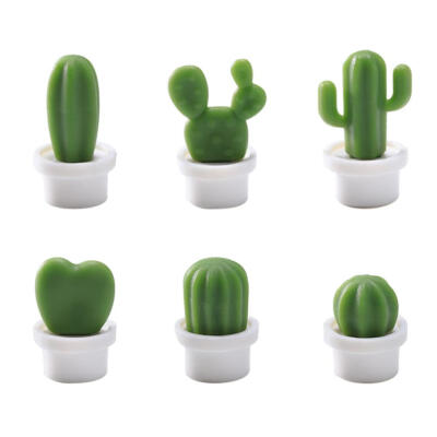 

6pcs Mini Cartoon Cactus Magnet Fridge Sticker Magnetic Plant Potted Decor