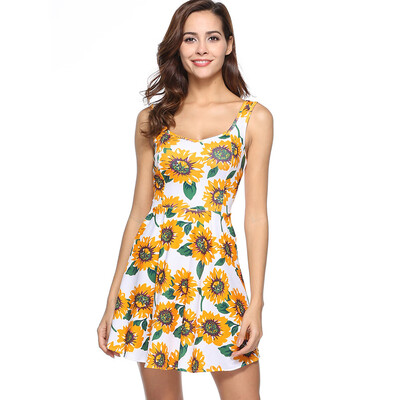 

Sunflower Print Mini Dress