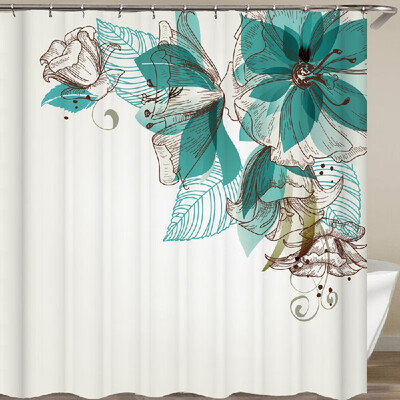 

Shower Curtain Flowers Trees Print Blackout Curtains Waterproof Mildew-proof Bathroom Curtain 71"x71