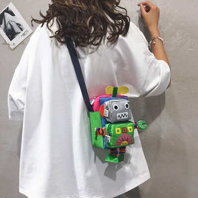 

Cartoon small bag female 2019 new cute doll shoulder Messenger bag tide Korean version of the foreign funny robot bag