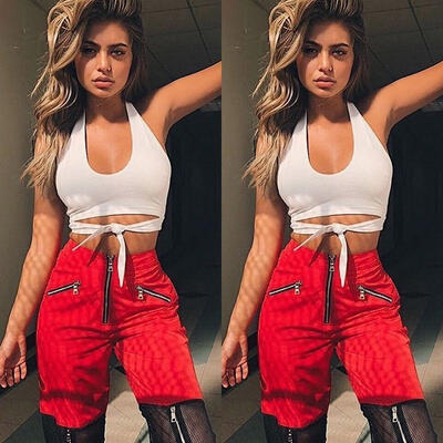 

Women Casual Bandage Camis Tank Top Vest Blouse Sleeveless Crop Tops Shirt V1
