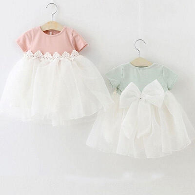 

Kid Princess Baby Flower Girl Dress Lace Bowknot Party Gown Bridesmaid Dress