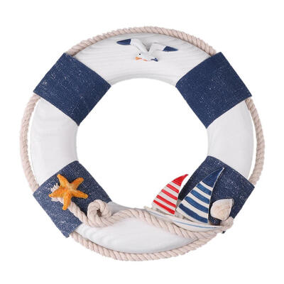 

Mediterranean Style Wooden Lifebuoy Ring Wall Hanging Ornaments Crafts