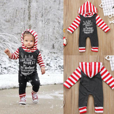 

Newborn Baby Girls Boys Christmas Striped Long Sleeve Romper Outfits Set Clothes