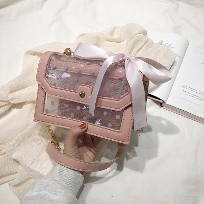 

Ins super fire fairy transparent small square bag female 2019 new fashion chain girl jelly shoulder diagonal package