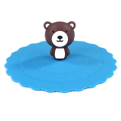 

Heat Resistant Blue Silicone Cup Cap Creative Cartoon Sealed Leakproof Lid