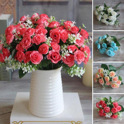 

1 Bouquet 15 Heads Artificial Rose Flower Home Room Decoration Xmas Party Decor