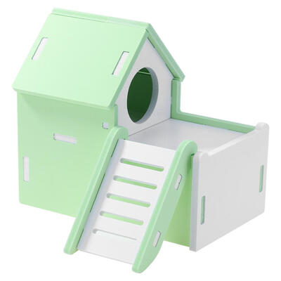 

Cute Wood Viewing Deck Ladder Hamster House Small Pets Rat Mouse Hut Nest