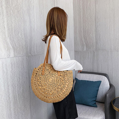 

Tailored Womens Fashion Retro Woven Shoulder Bag Floral Handbag Woven Bag Beach Bag