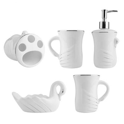 

Greensen 5PCS Ceramic Marble Bathroom Set Toothbrush Cup Holder Toilet Storage Accessories