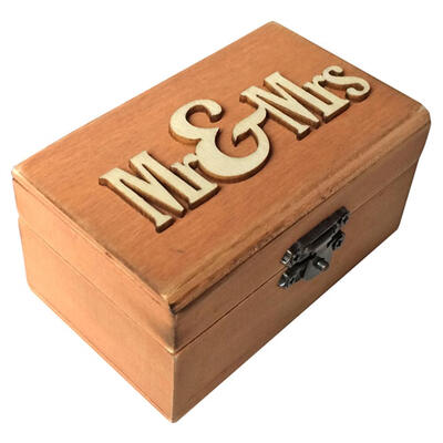 

Wooden Wedding Ring Box Valentines Engagement Vintage Rectangle Ring Case