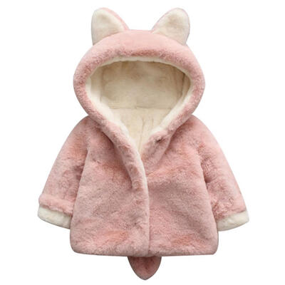 

Winter Baby Kids Girls Cute Bunny Fleece Coat Warm Infant Hooded Outerwear