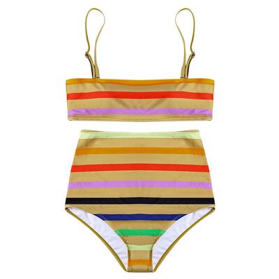 

Spaghetti Strap Padded Print High Waist Women Bikini Set
