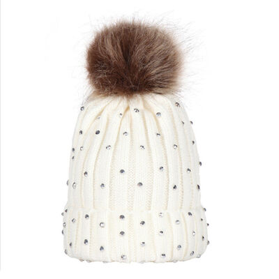 

Big Pompom Kids Baby Hat Winter Warm Knitted Girl Cap Bonnet Crochet Ball Beanie