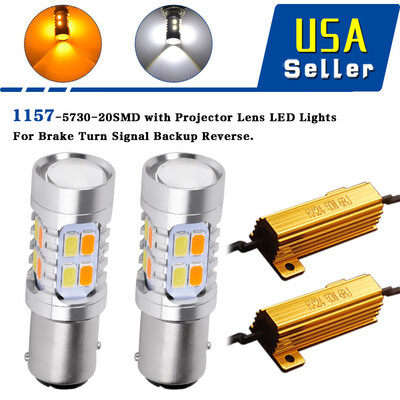 

2x 1157 Dual Color Switchback White Amber LED Turn Signal Light BulbsResistors