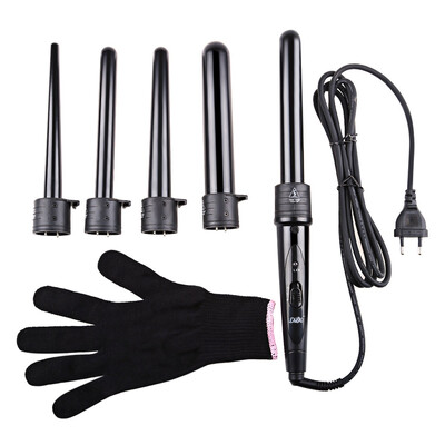 

DODO Pro Salon 5-in-1 Interchangeable Hair Curling Iron Multi-size Roller Heat Resistant Glove Set