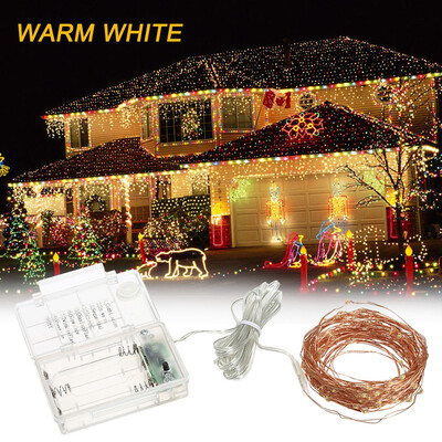 

String Lights 39ft 100 LED Rope Light 8 Modes Warm White Lights for Party Garden Home Festival Decoration