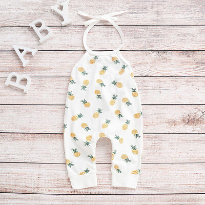 

Summer Infant Baby Sleeveless Pineapple Banana Print Backless Romper Jumpsuit