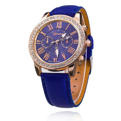 

Women Fashion Three Dials Quartz Watch Luxury Diamond Leather Band Alloy Case Wrist Watches