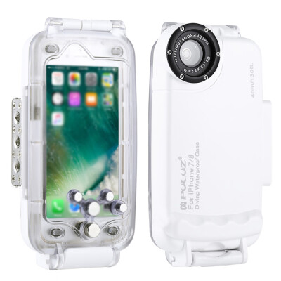 

PULUZ for iPhone X &  40m130ft Waterproof Diving Housing Case for Surfing Swimming Photo Video Taking Underwater Cover White