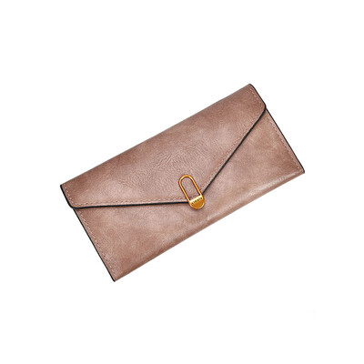 

Envelope Change Simple Ultra-thin Long Purse Womens Soft Leather Temperament Buckle Card Wallet Womens