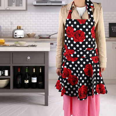 

Greensen European-style Flowers Printed Cotton Apron Dress Hanging Neck Cooking Bib
