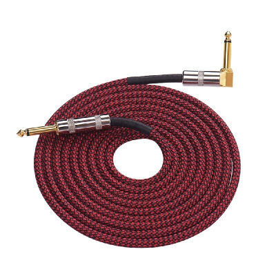 

6 Meters 20 Feet Musical Instrument Audio Guitar Cable Cord 14 Inch Straight to Right-angle Gold-plated TS Plugs PVC Braided Fab