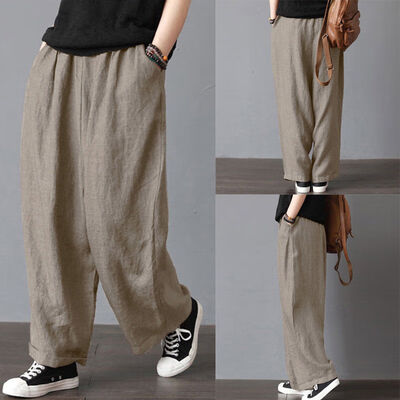 

Mens Loose Wide Leg Trousers Pants Clothing Linen Casual Yoga Male Pants Plus Size