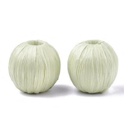 

Handmade Raffia Woven Beads with Wood Inside Round LightGreen 2426x2324mm Hole 9mm