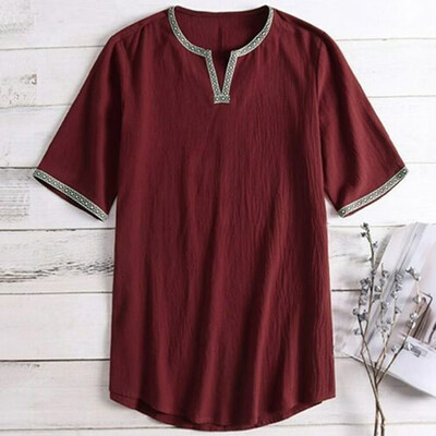 

Mens Slim Fit V Neck Short Sleeve Muscle Tee T-shirt Casual Tops Henley Shirts