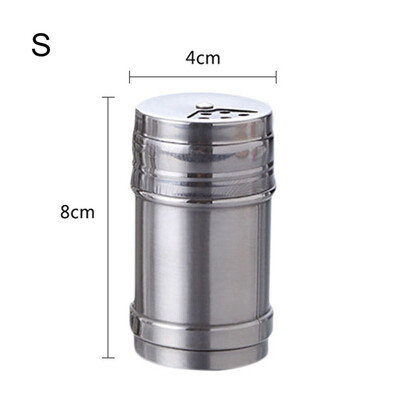 

Kitchen Stainless Steel Seasoning Jar Pepper Spice Salt Shaker Rotating Cover Seasoning Can For Kitchen Cooking Barbecue Tool